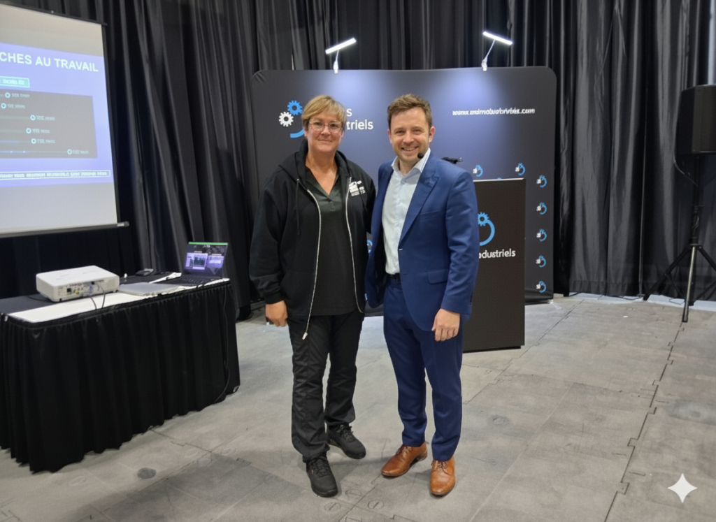 Michèle de S.C. Sonorisation et Pierre-Olivier Zapa lors du Salon industriel de Terrebonne 2025